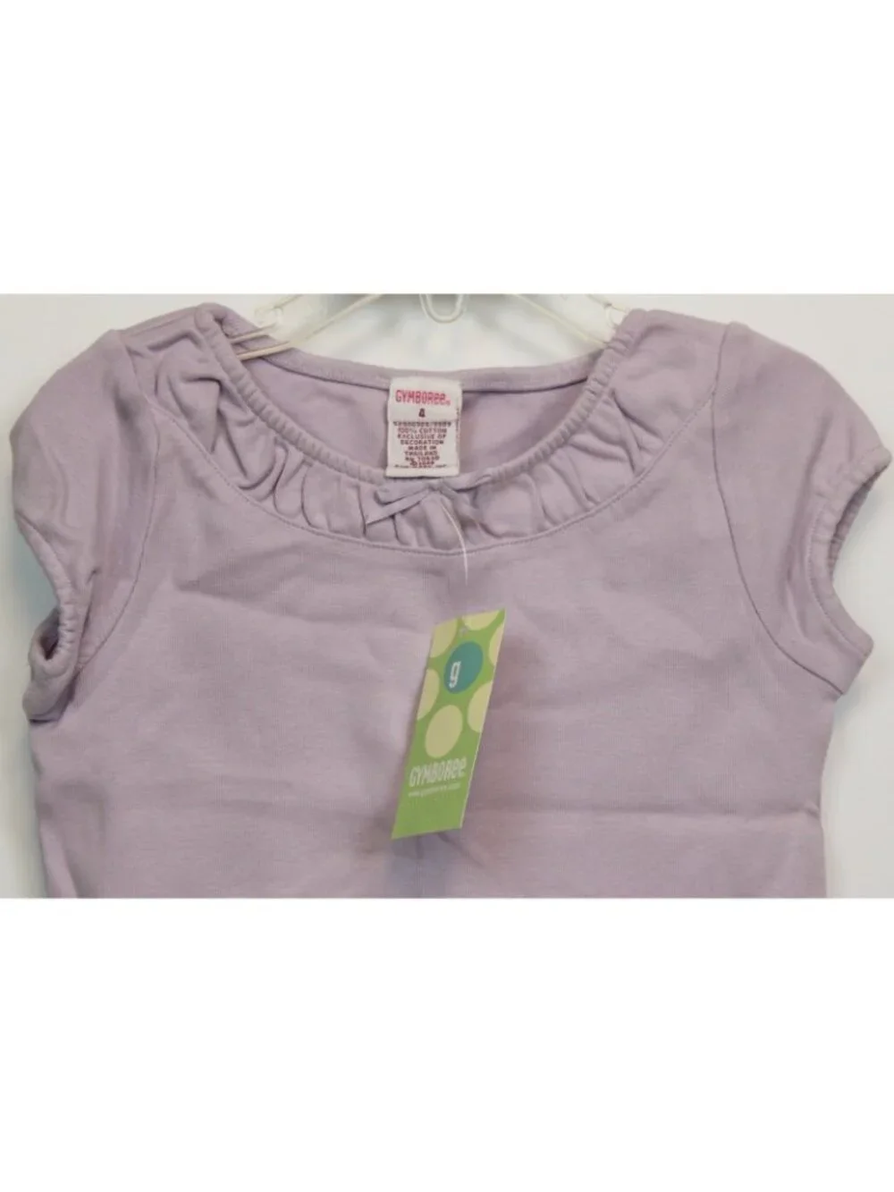 2004 Gymboree European Holiday T-Shirt sz 6 Solid Lavender Gathered Neckline Tee